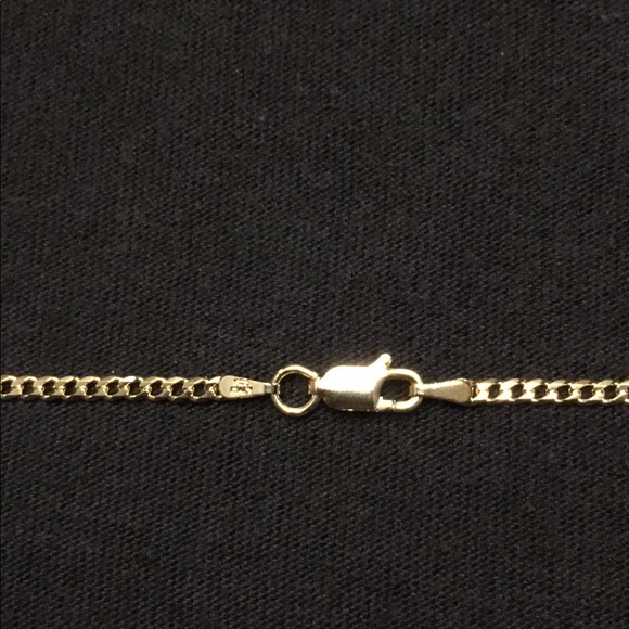 Gold Chain Vermeil Cuban Link 16in 2mm .925 Italy - Picture 3 of 4